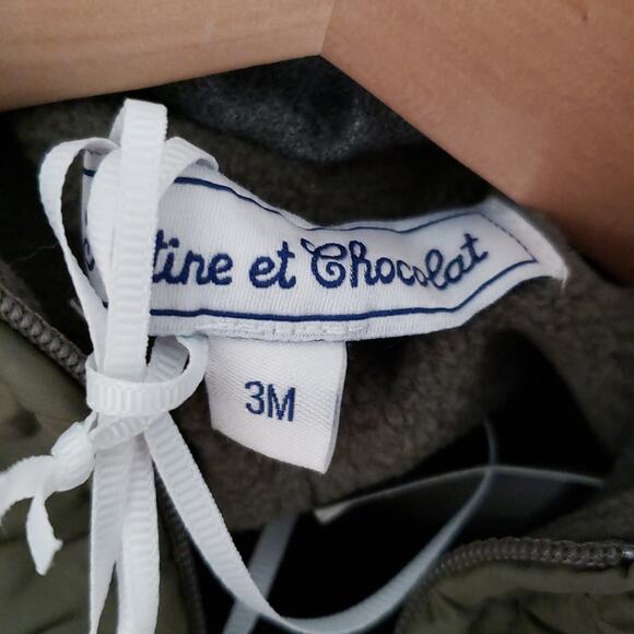 Tartine et Chocolat Baby Khaki Green Hooded Bunting Puffy Snowsuit Faux Fur 3M - Picture 11 of 16